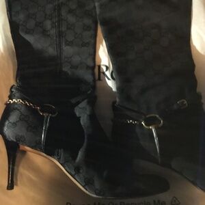 Authentic Gucci GG Canvas Canvas Moto Boots Size 11